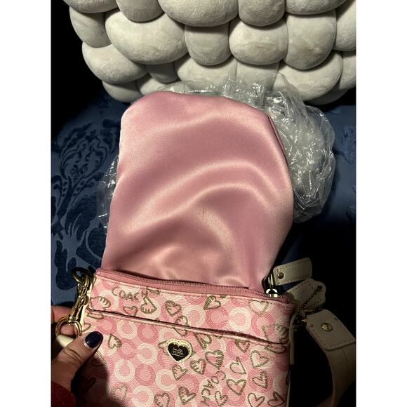 Coach 43758 Waverly Hearts Gold & Khaki PVC Crossbody Swingpack - Picture 9 of 14